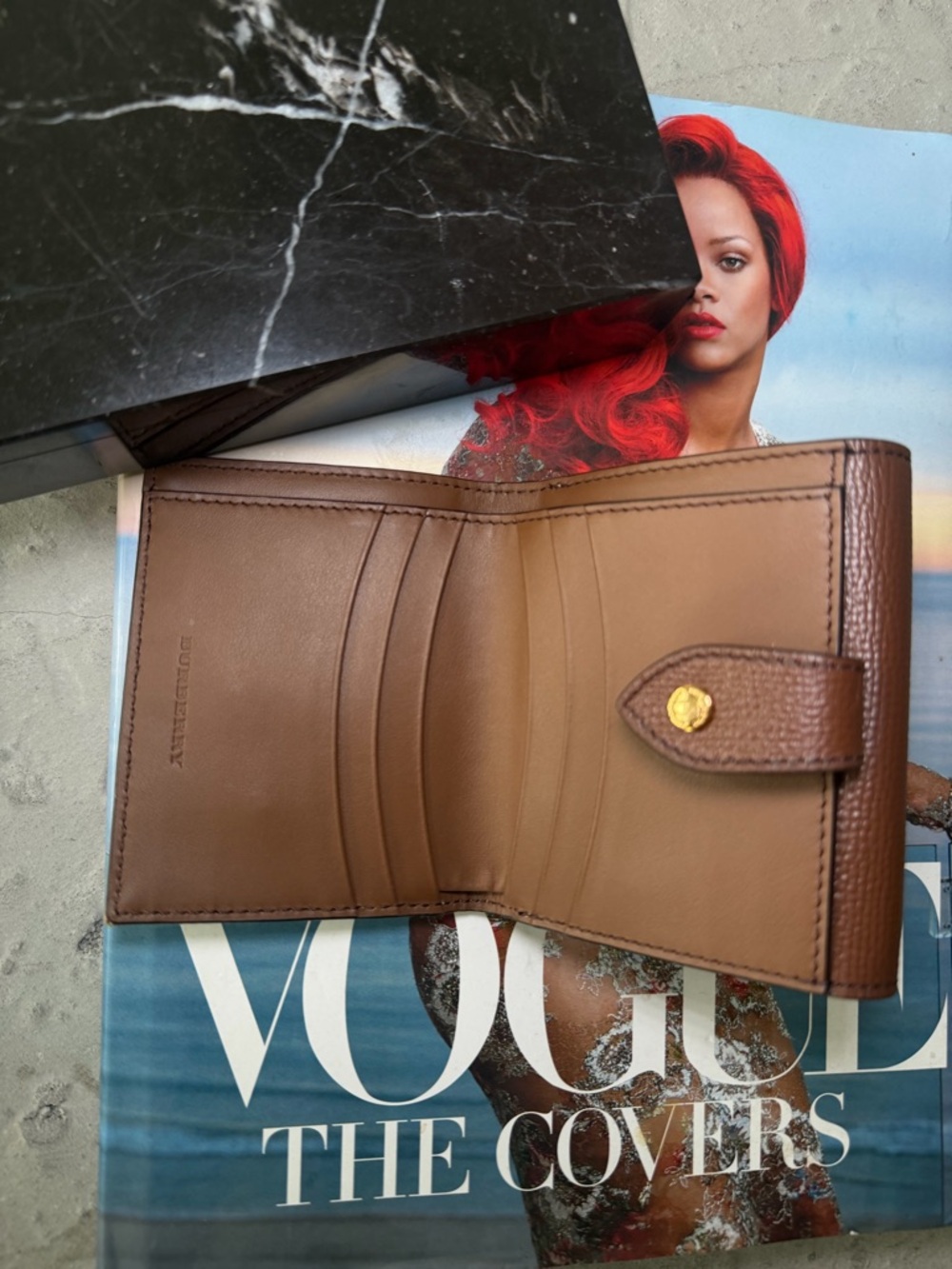 Burberry Luna Wallet Trifold House Check And Tan Leather 100% Authentic! - Picture 6 of 8